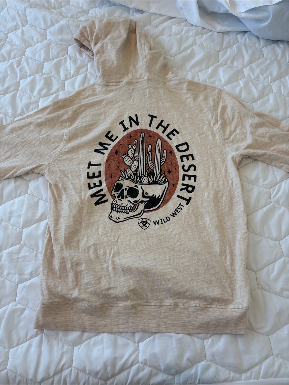 Ariat Beige Crewneck Hoodie with Desert Skull Graphic